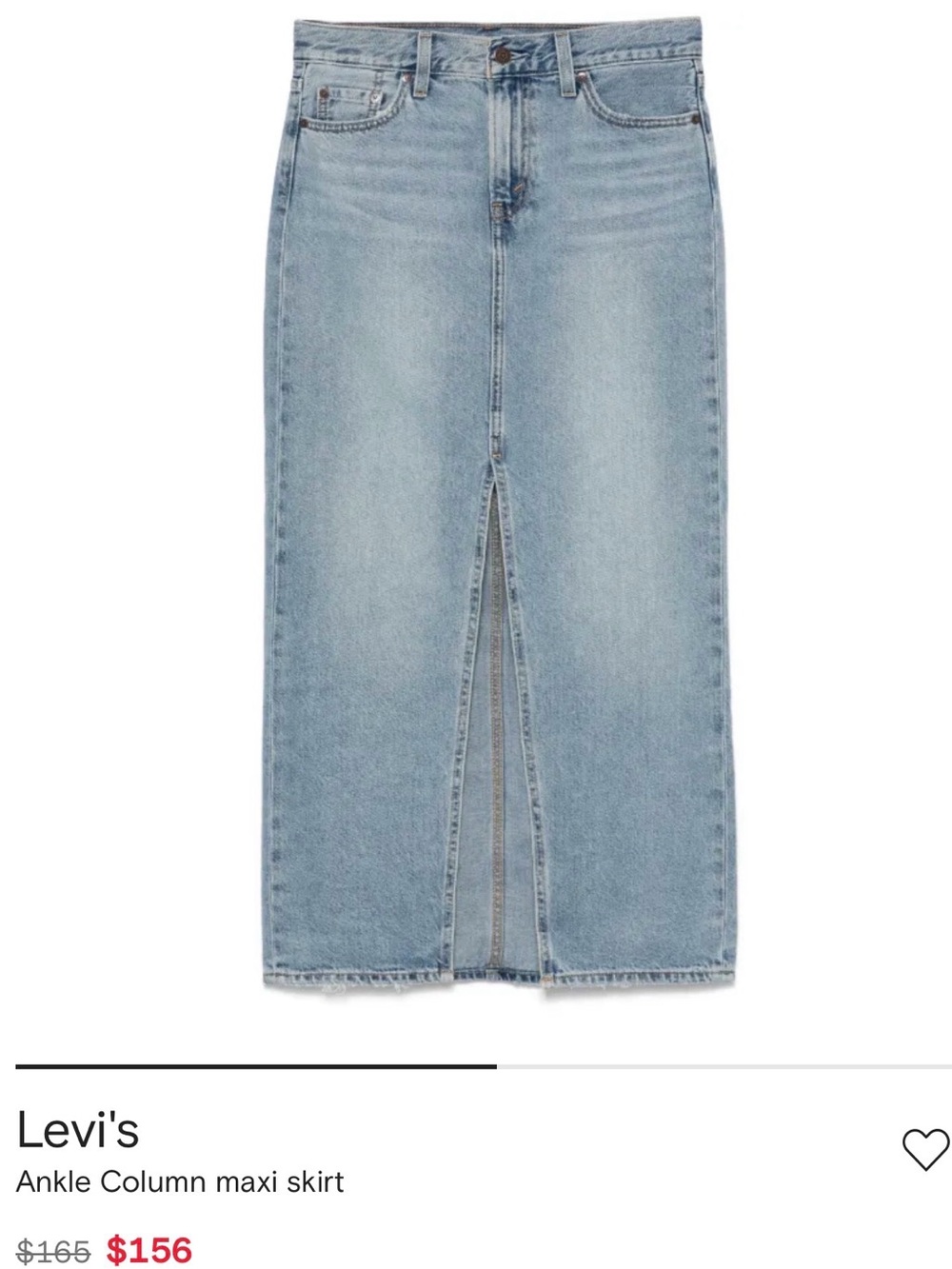 Levi's Light Blue Denim Midi Pencil Skirt with Front Slit